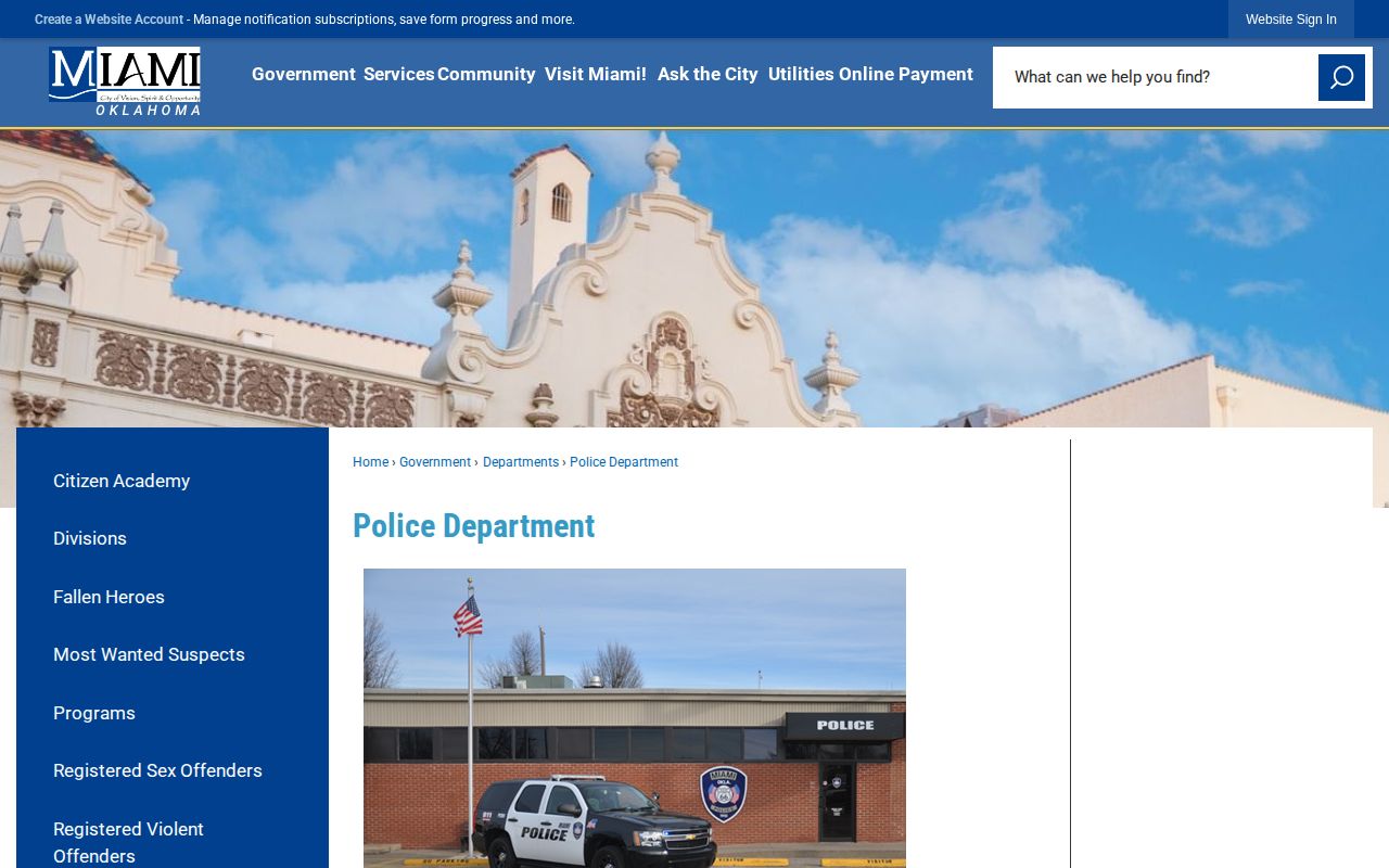 Miami Police Department Ottawa County city records source